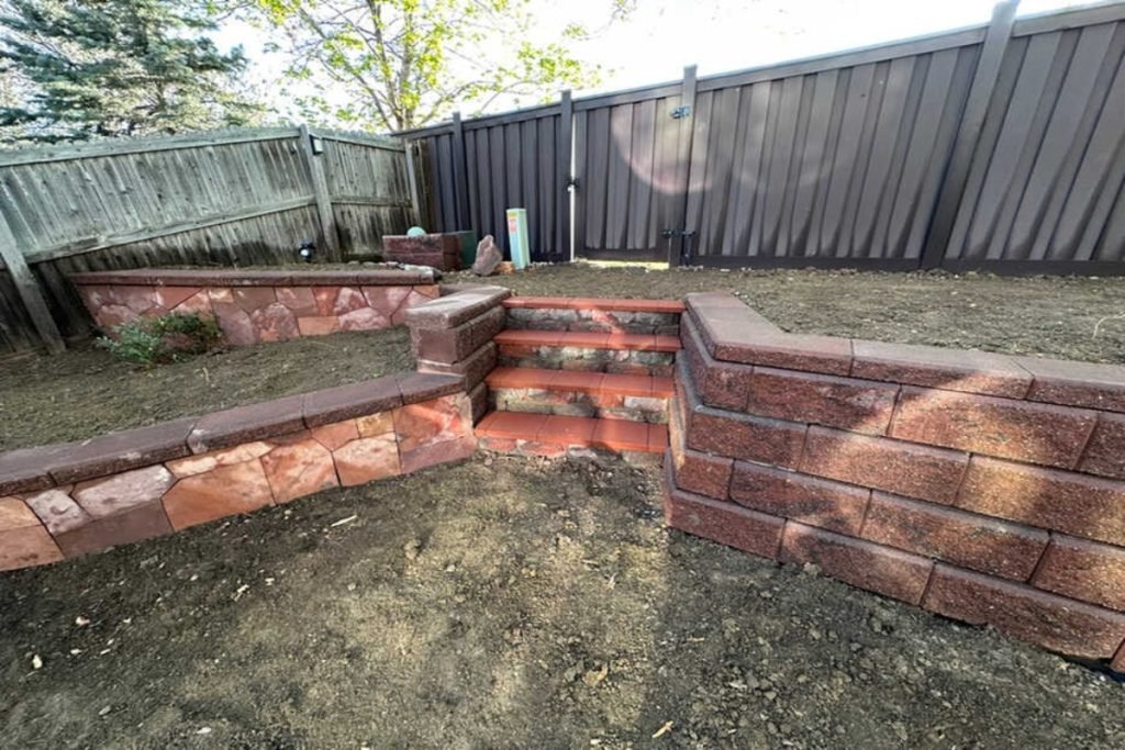 Construction of natural stone terraced gardens. 