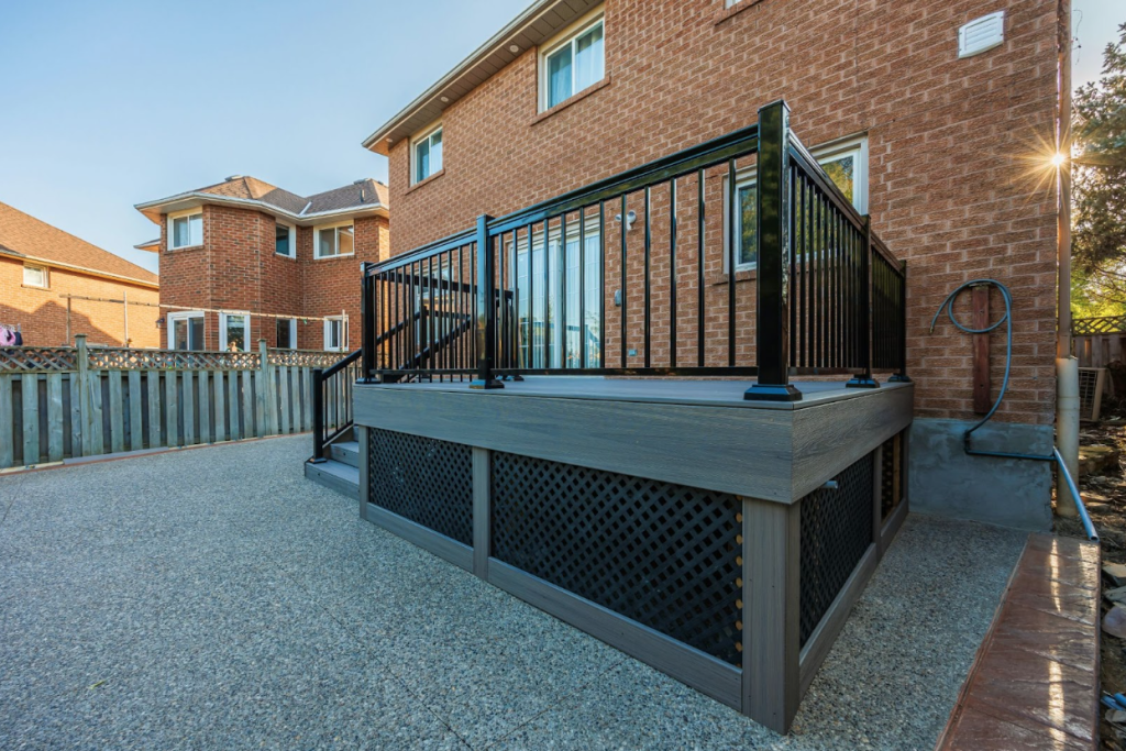 Decking with a protection layer.