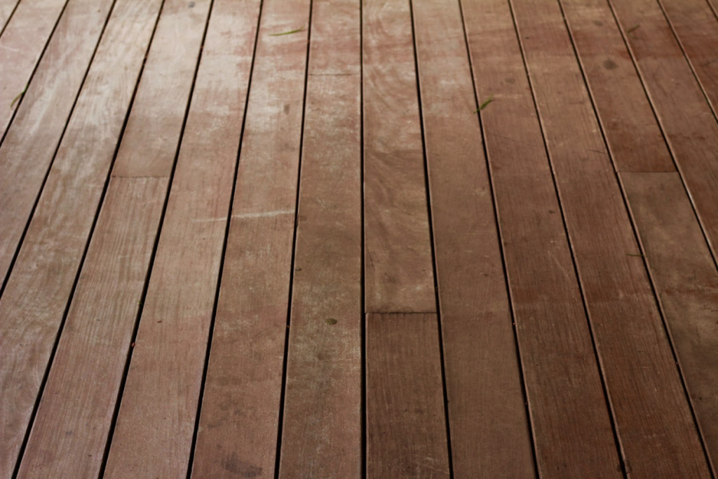 Decking with water damage.