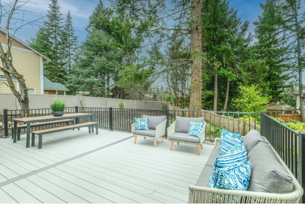 Deck with designated areas.