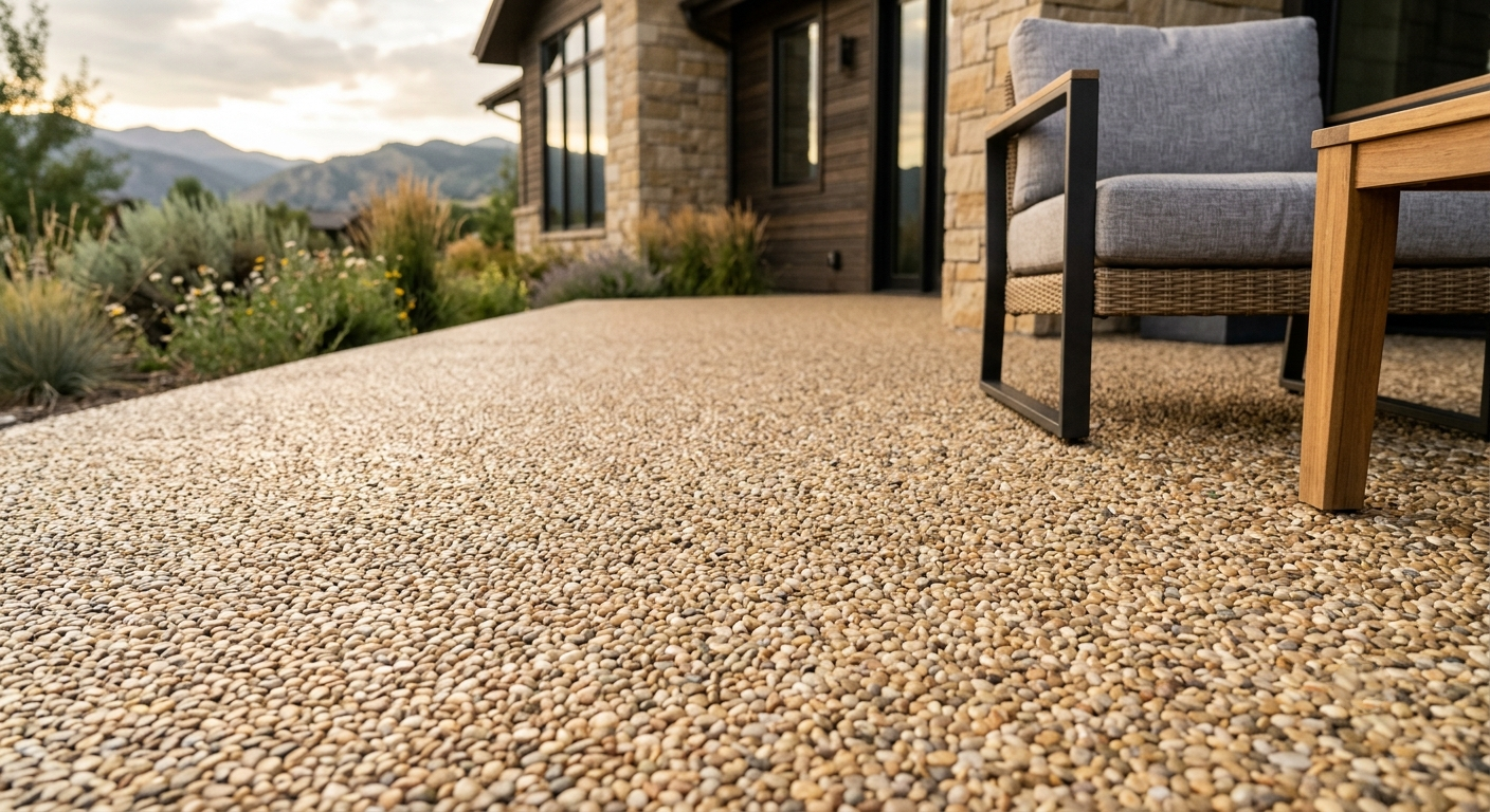Resin-bound stone aggregate color and finish options