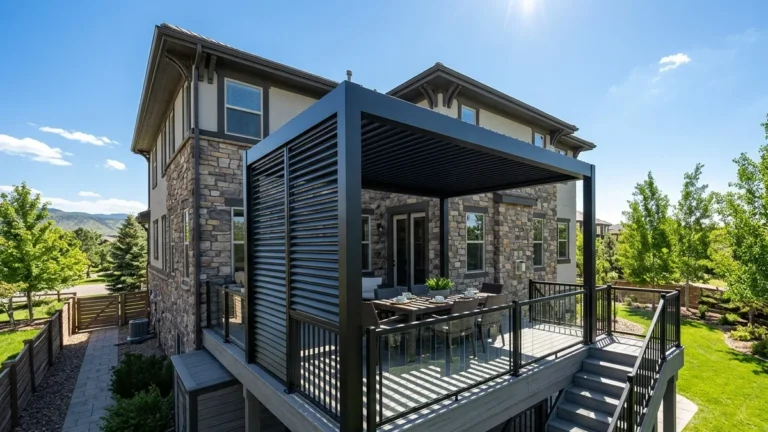 Composite deck with an aluminum pergola in Highlands Ranch